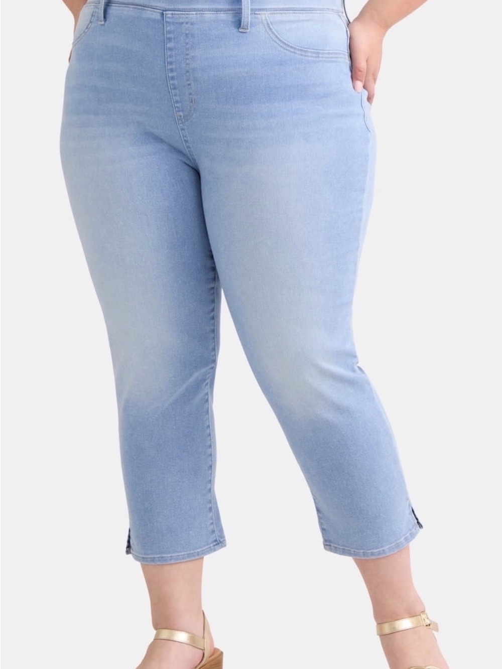 Terra & Sky Light Blue Cropped Pull On Jeans - Plus Size